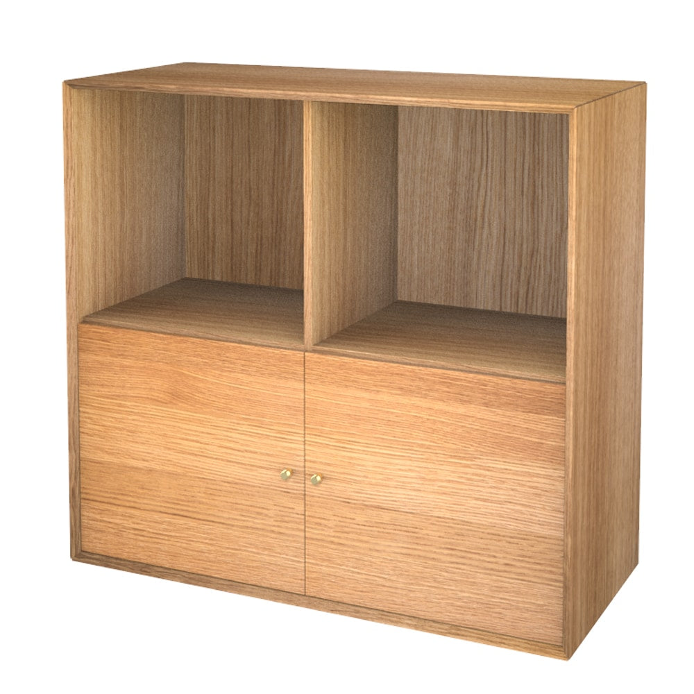 Produktbillede af The Wood Box 7176 Reol m. 2 døre nederst på tilbud i høj kvalitet