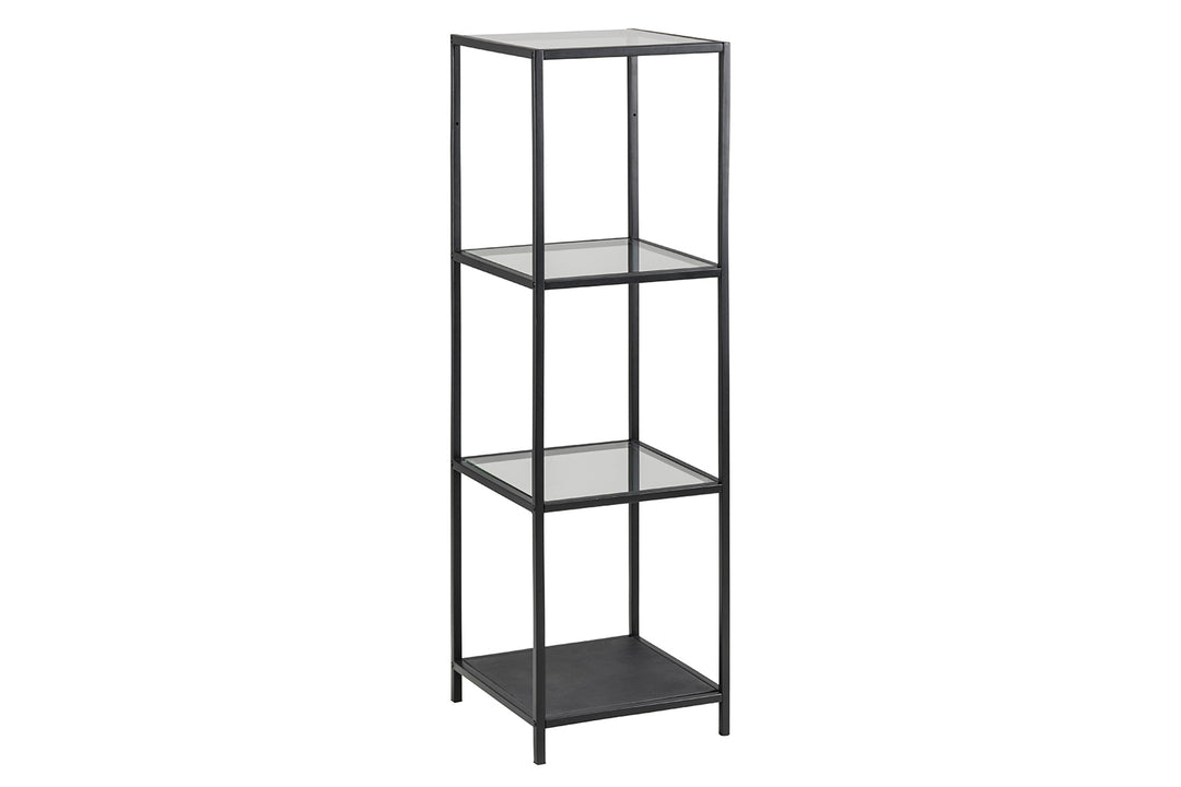 Produktbillede af ACT NORDIC Seaford reol klar/sort glas og sort metal m. 3 hylder H:119,5cm x 35cm x 37cm i premium kvalitet