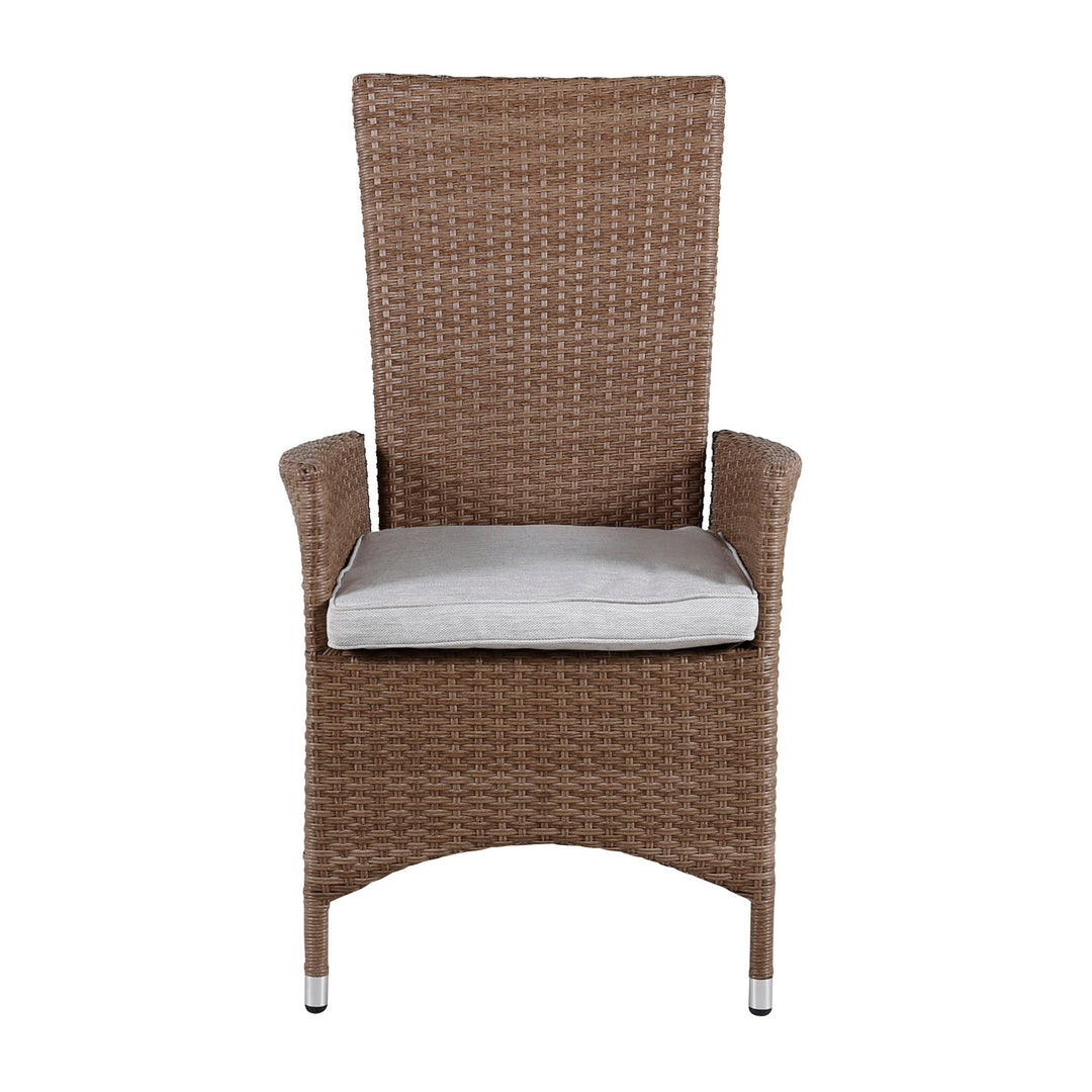 Produktbillede af VENTURE DESIGN Padova recliner havestol m. armlæn og hynde polyester og natur polyrattan i premium kvalitet