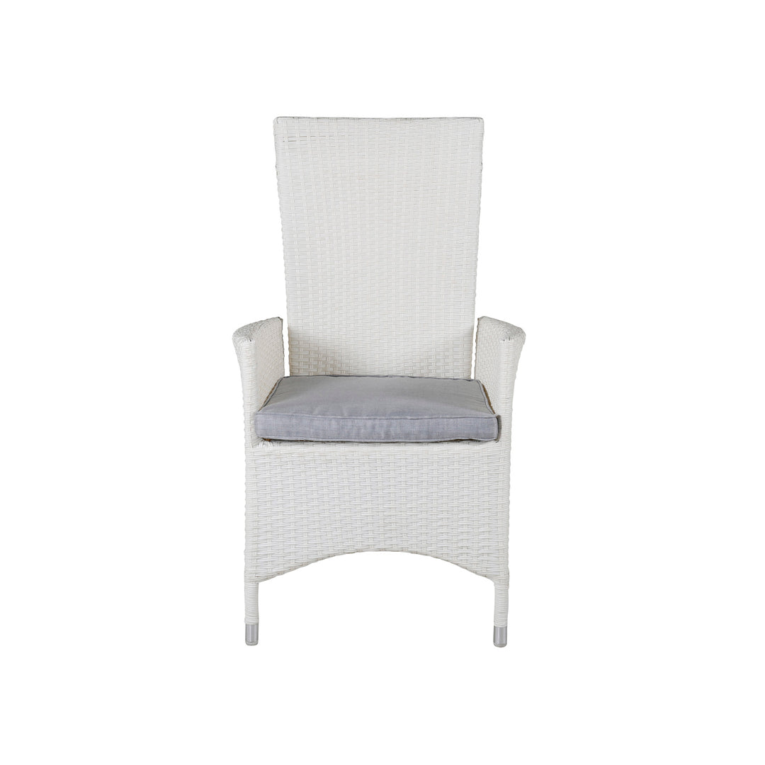 VENTURE DESIGN Padova recliner havestol m. armlæn og hynde grå polyester og hvid polyrattan