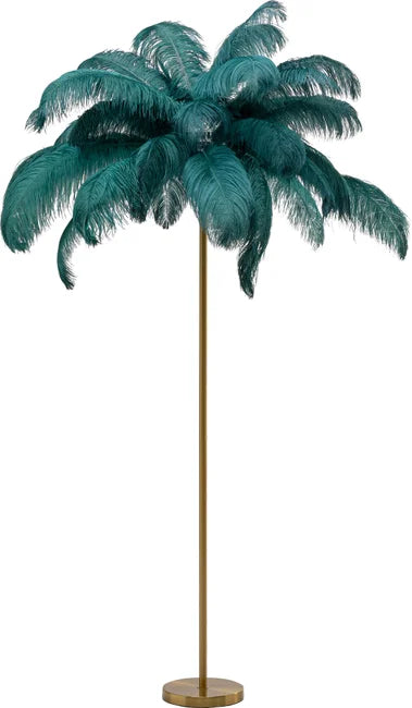 KARE DESIGN Feather Palm gulvlampe grøn strudsefjer og messing stål
