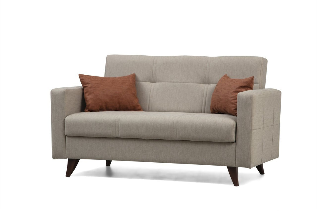 NORDVÄRK Polya 2 pers. sovesofa beige stof og plast