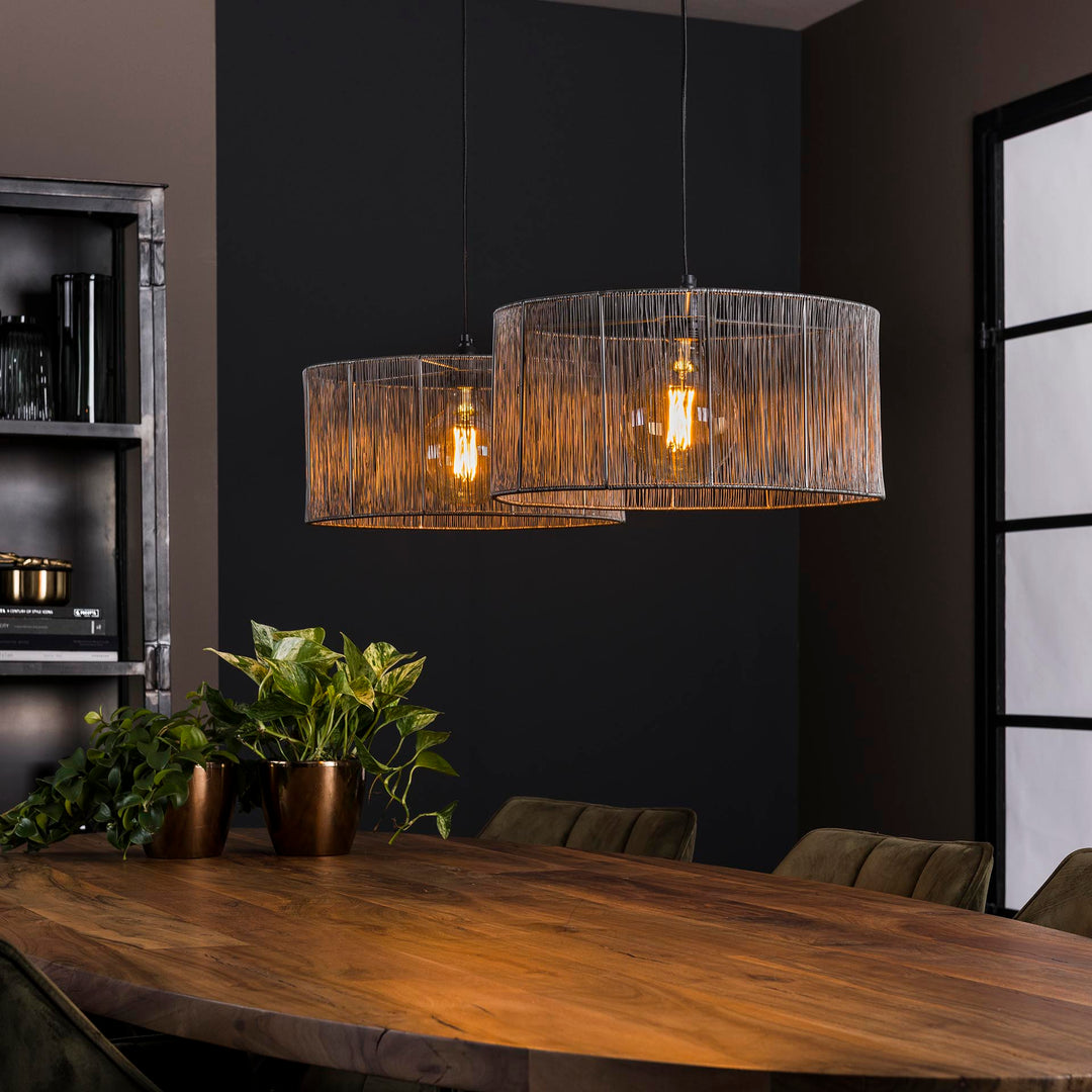 Produktbillede af Dow Loftlampe i metal med to skærme Levering uden pære på tilbud i høj kvalitet