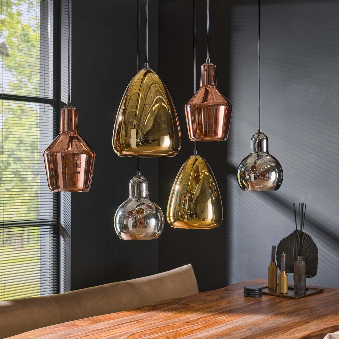 Produktbillede af Olympia Loftlampe med seks glasskærme i forskellig finish Levering med pære(r) på tilbud i høj kvalitet