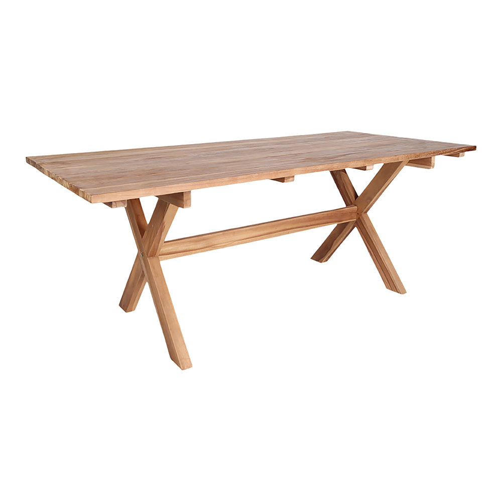Produktbillede af HOUSE NORDIC Murcia spisebord med krydsben natur genbrugs teaktræ rektangulær 200x90 i premium kvalitet
