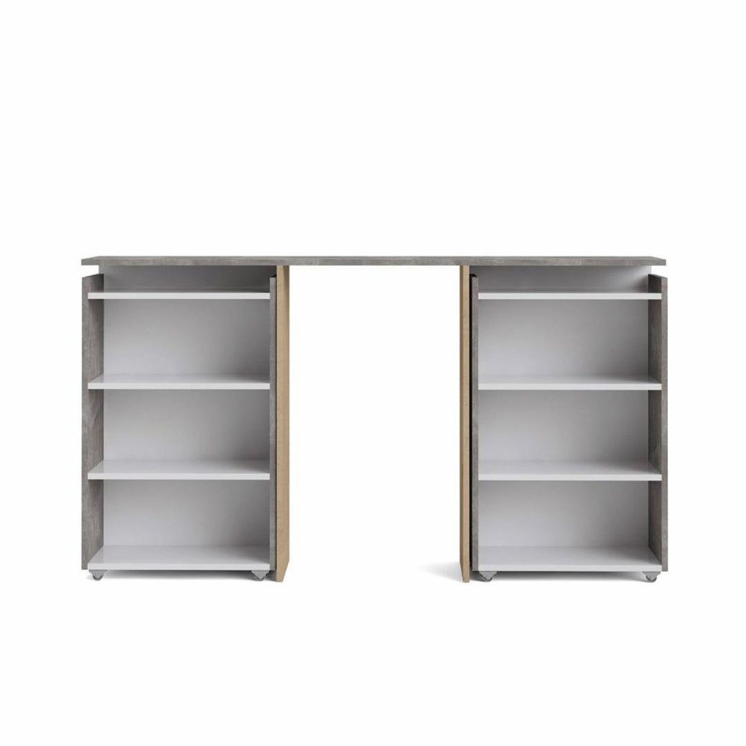 Produktbillede af TVILUM Naia hovedgavl m. 8 hylder grå og hvid folie 140cm i premium kvalitet