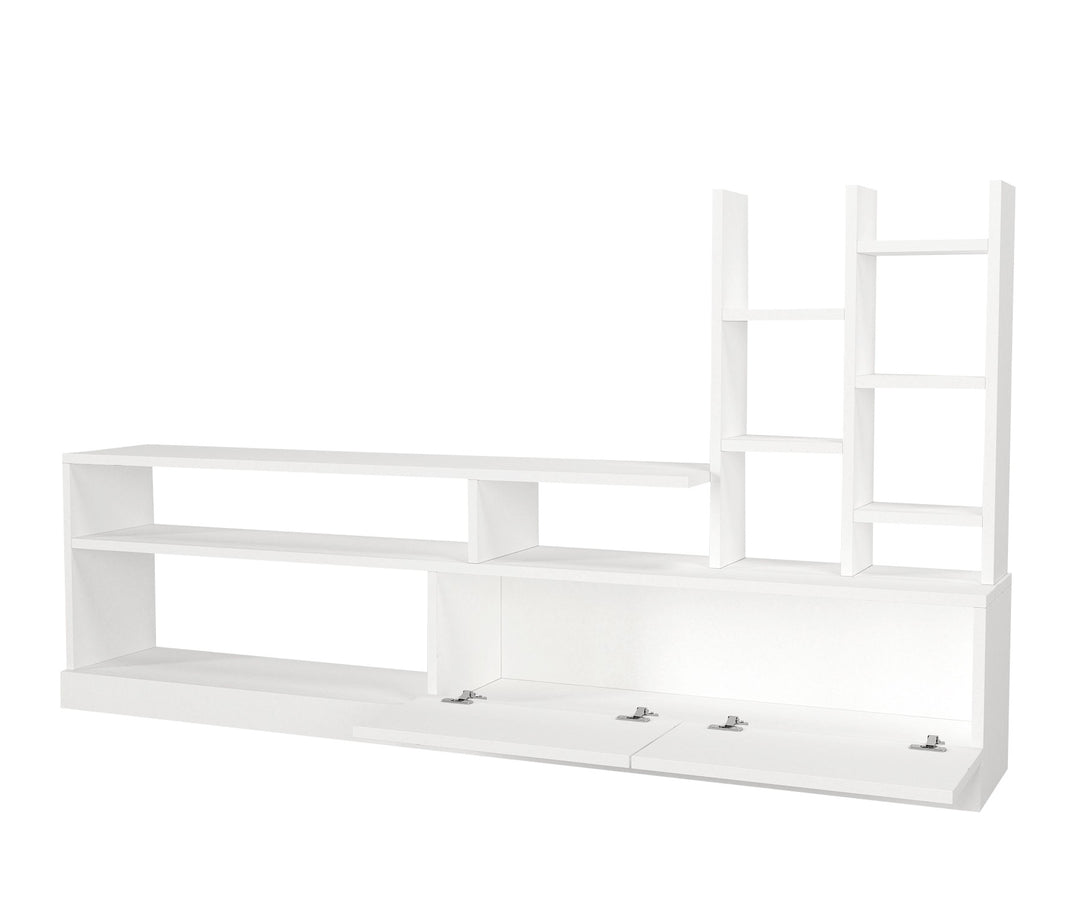 NORDVÄRK Dolunay TV-bord m. 2 låger og 6 hylder hvid melamin 164,4x25