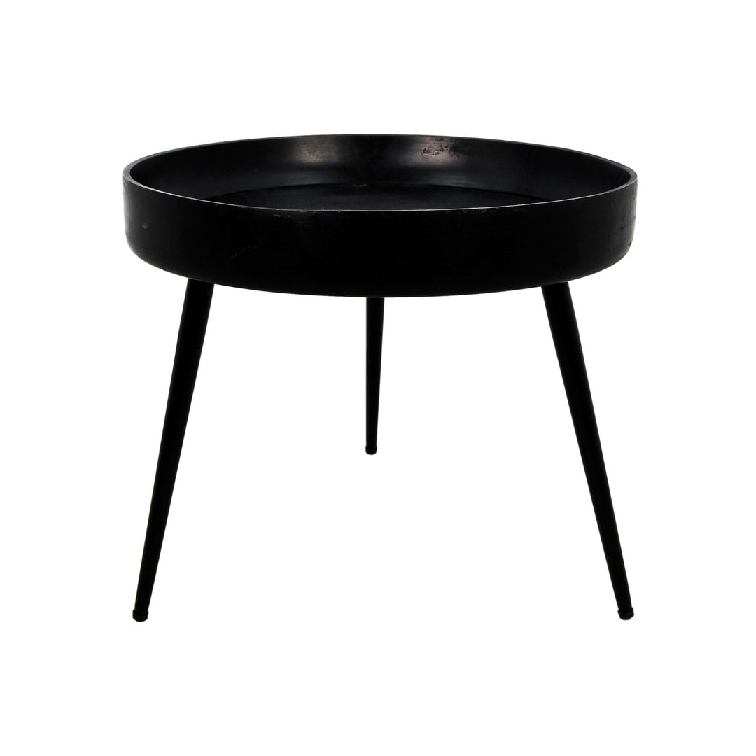 HSM COLLECTION Ventura sidebord rund sort mangotræ og sort jern Ø50