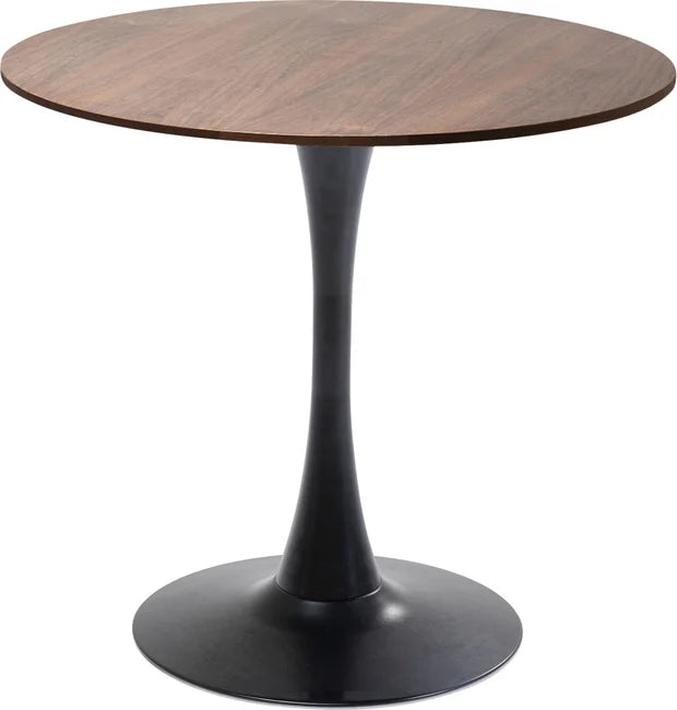KARE DESIGN Schickeria spisebord rund valnøddefarvet laminat og sort stål Ø80