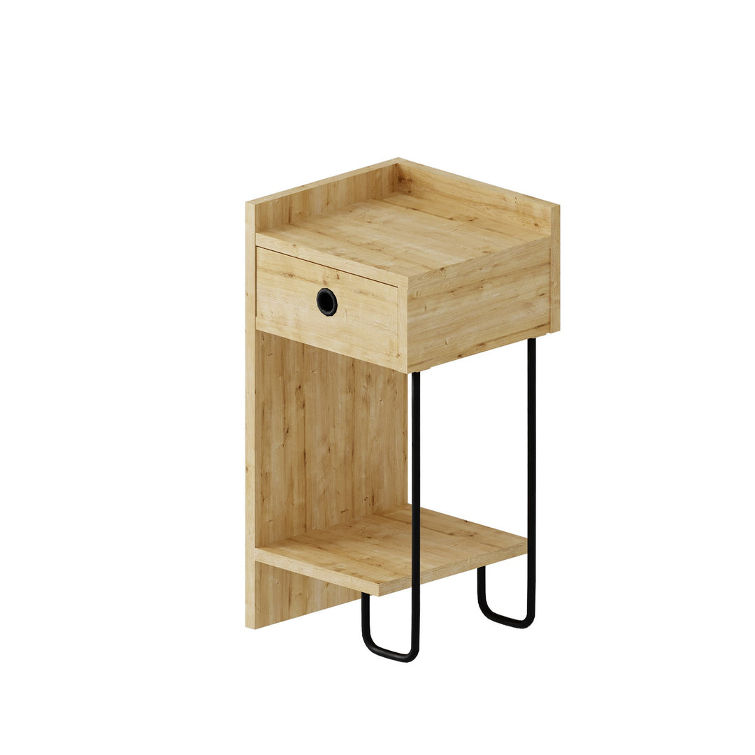FUNZI LIVING Sirius natbord venstre m. 1 hylde og 1 skuffe eg melamin 32x30