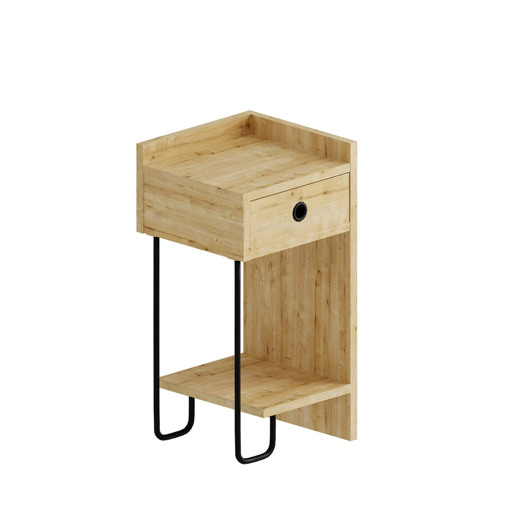 Produktbillede af FUNZI LIVING Sirius natbord højre m. 1 hylde og 1 skuffe eg melamin 32x30 i premium kvalitet