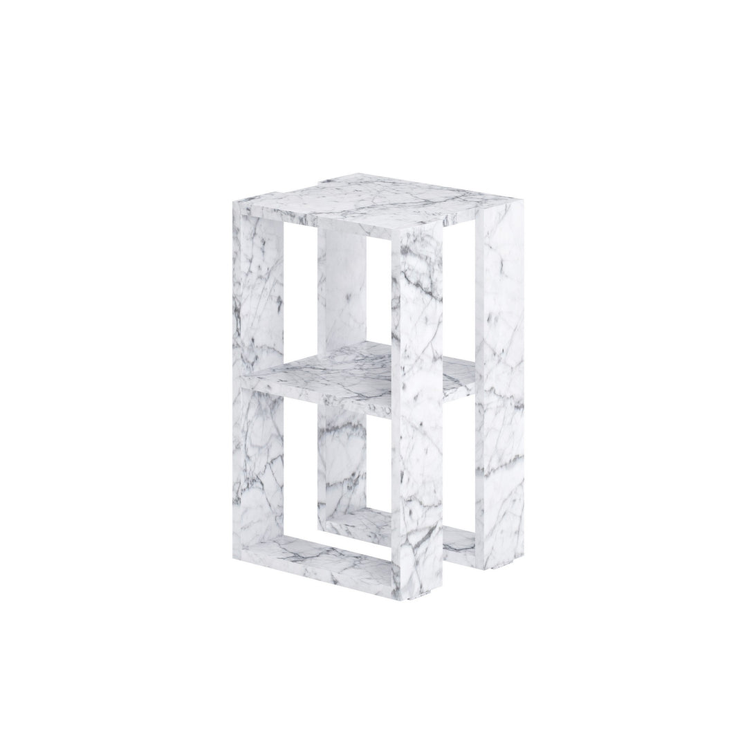 FUNZI LIVING Lonie natbord m. 1 hylde Carrara marmor melamin 30x30