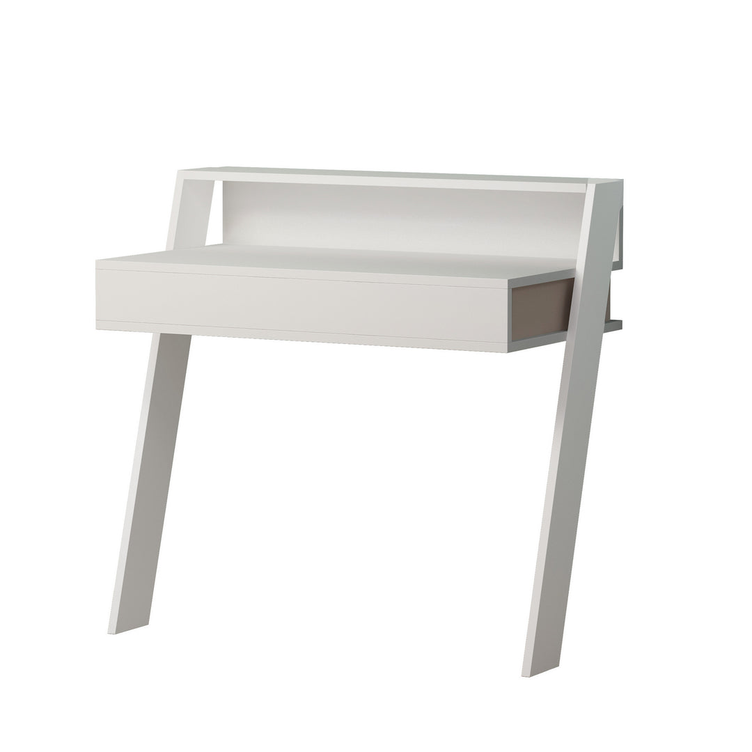 NORDVÄRK Cowork skrivebord m. 1 hylde og 1 skuffe rektangulær hvid melamin 94x50