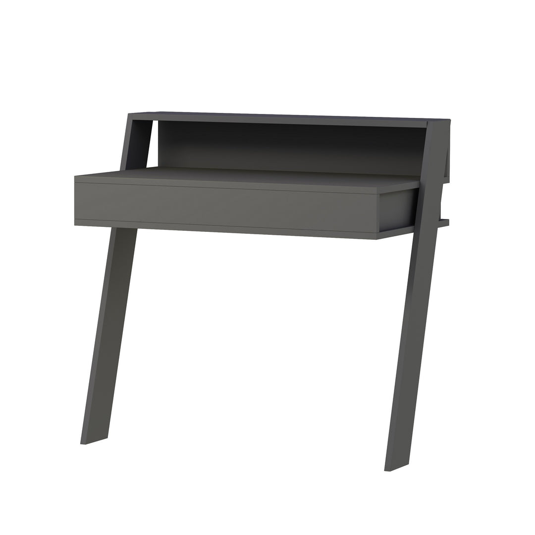 NORDVÄRK Cowork skrivebord m. 1 hylde og 1 skuffe rektangulær antracitgrå melamin 94x50