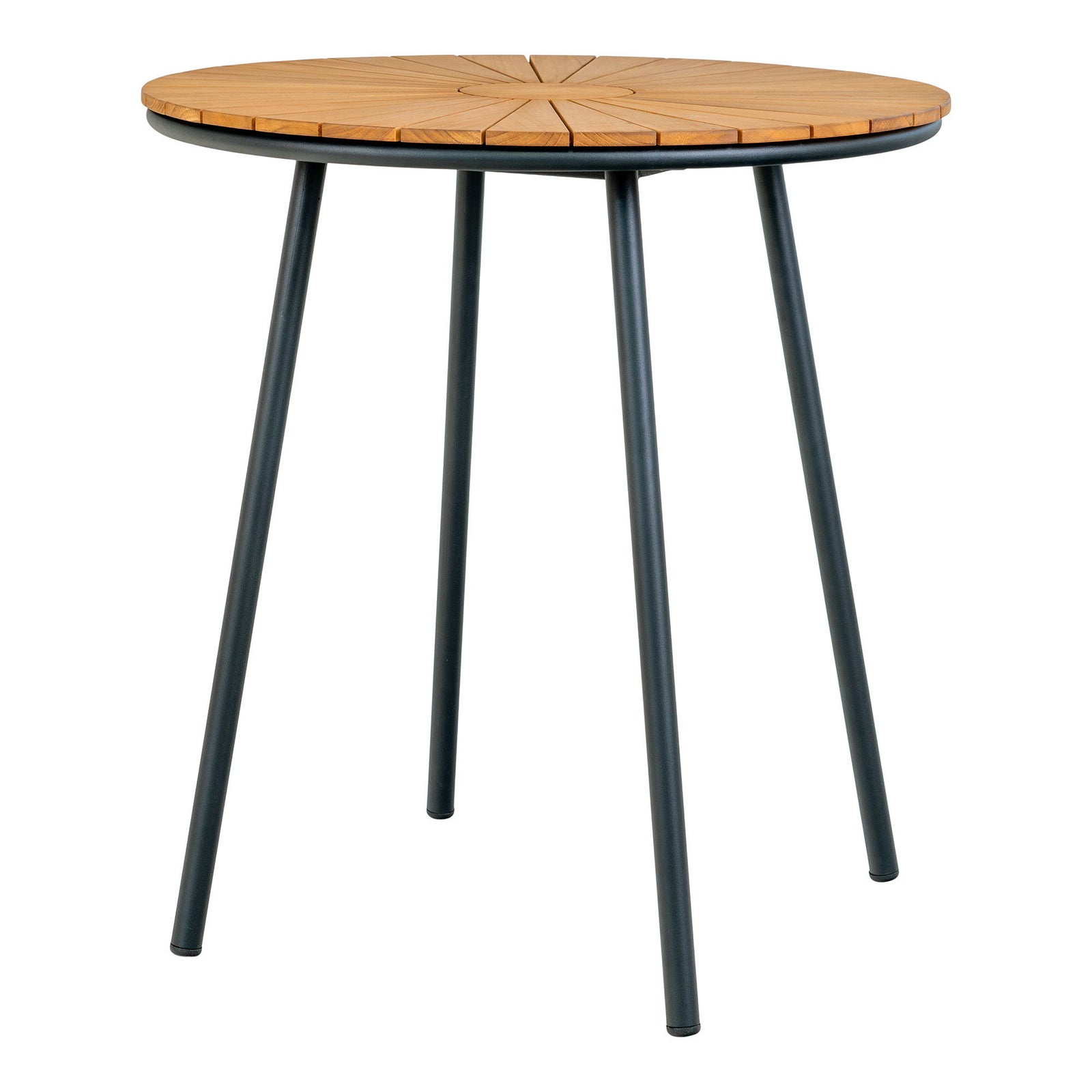 Produktbillede af HOUSE NORDIC  Cafébord teak bordplade natur sorte ben ø70x74 cm i premium kvalitet