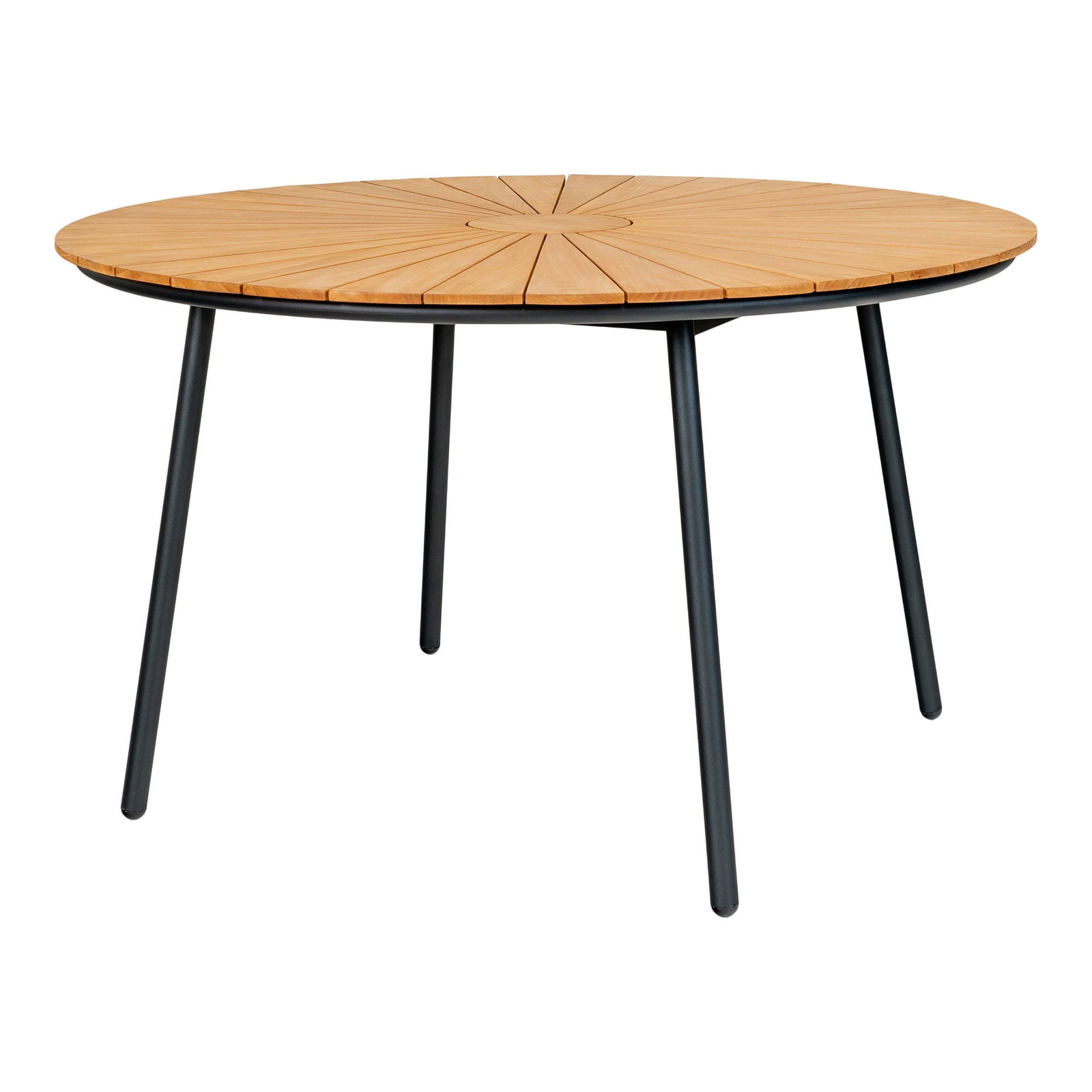 Produktbillede af HOUSE NORDIC  Spisebord teak bordplade natur sorte ben ø130x74 cm i premium kvalitet