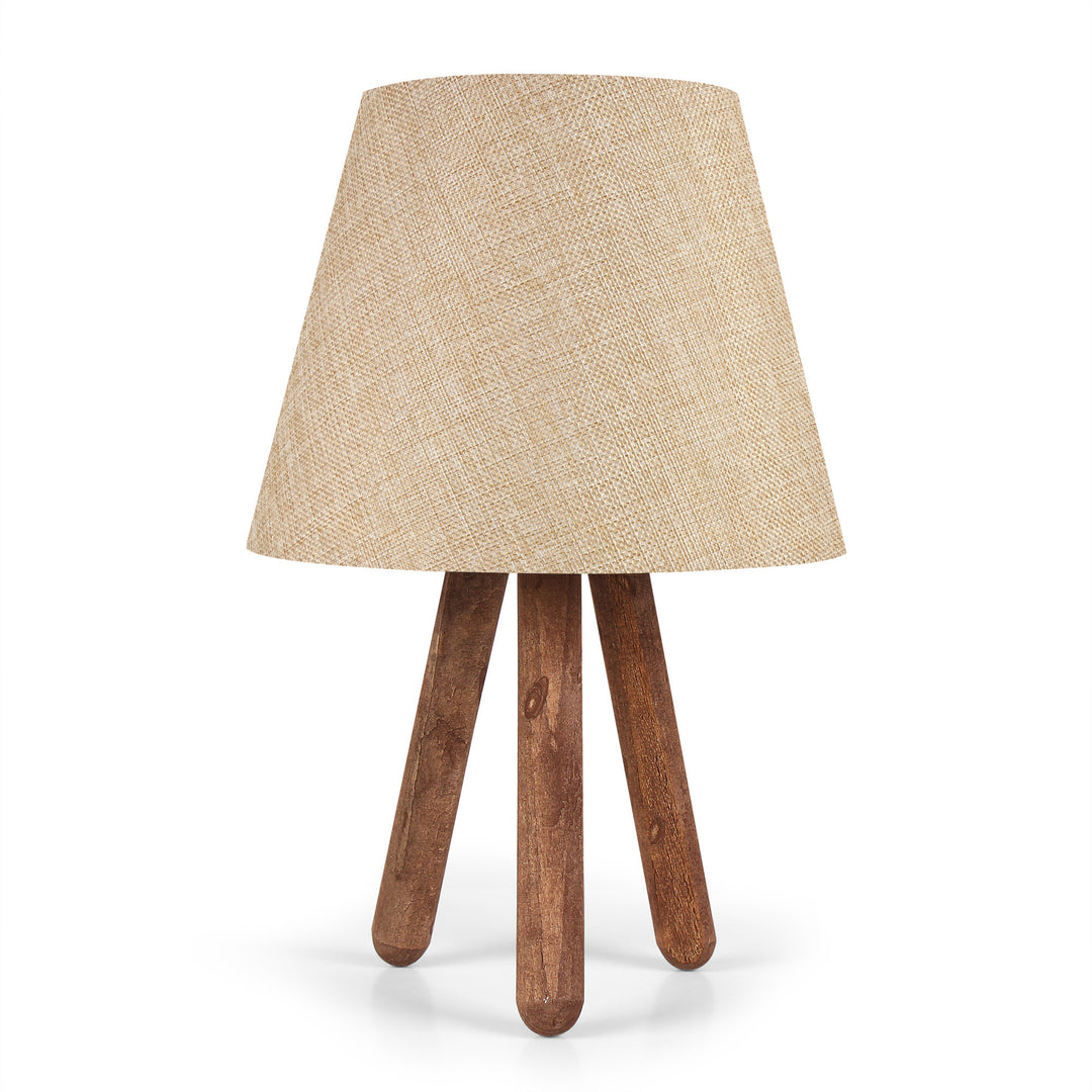 LUMI Zirion bordlampe PVC og brun bøgetræ