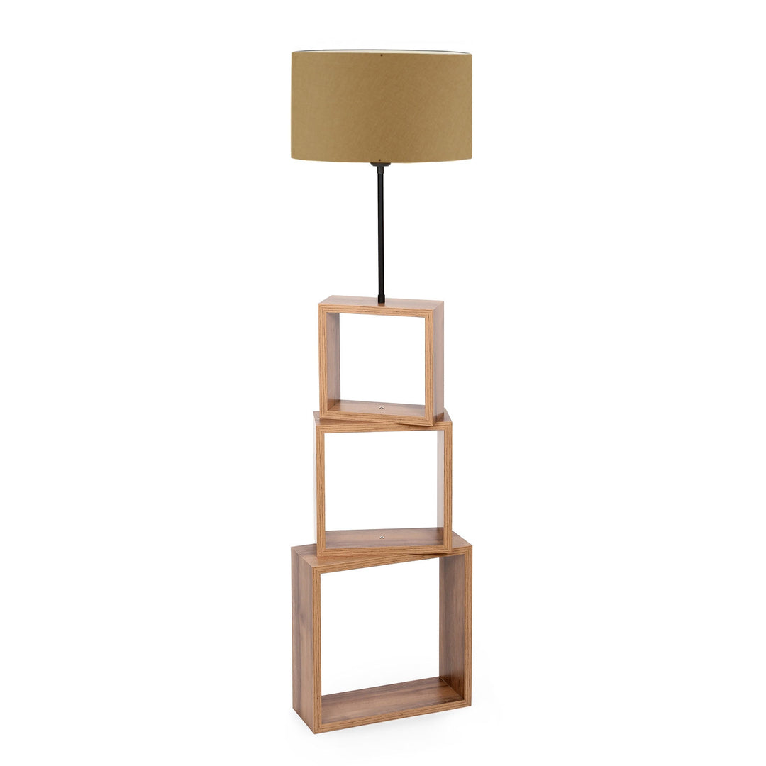 LUMI Granada gulvlampe m. 3 rum brun stof og MDF/træ