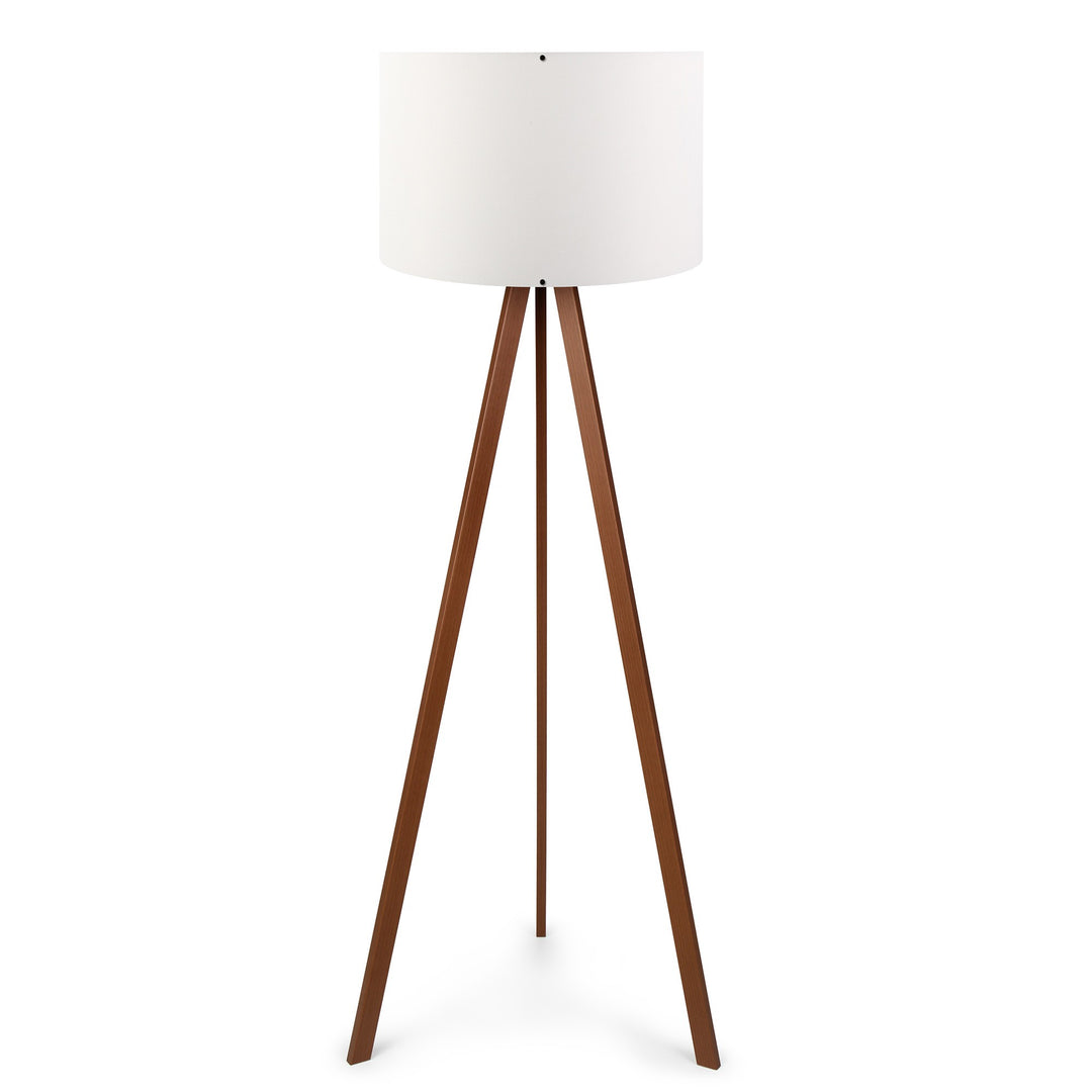 LUMI Lumara gulvlampe hvid PVC stof og brun MDF