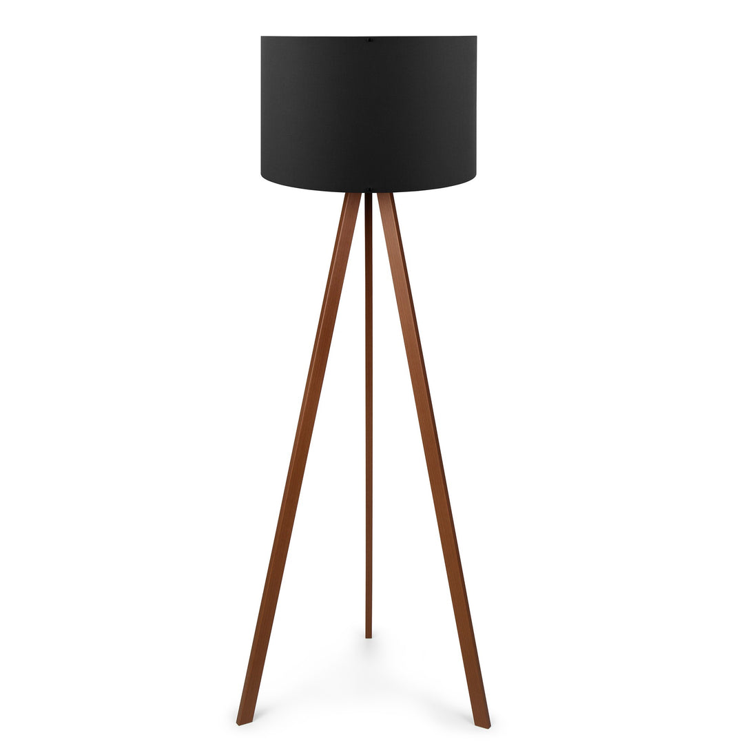 LUMI AYD gulvlampe sort PVC stof og brun MDF