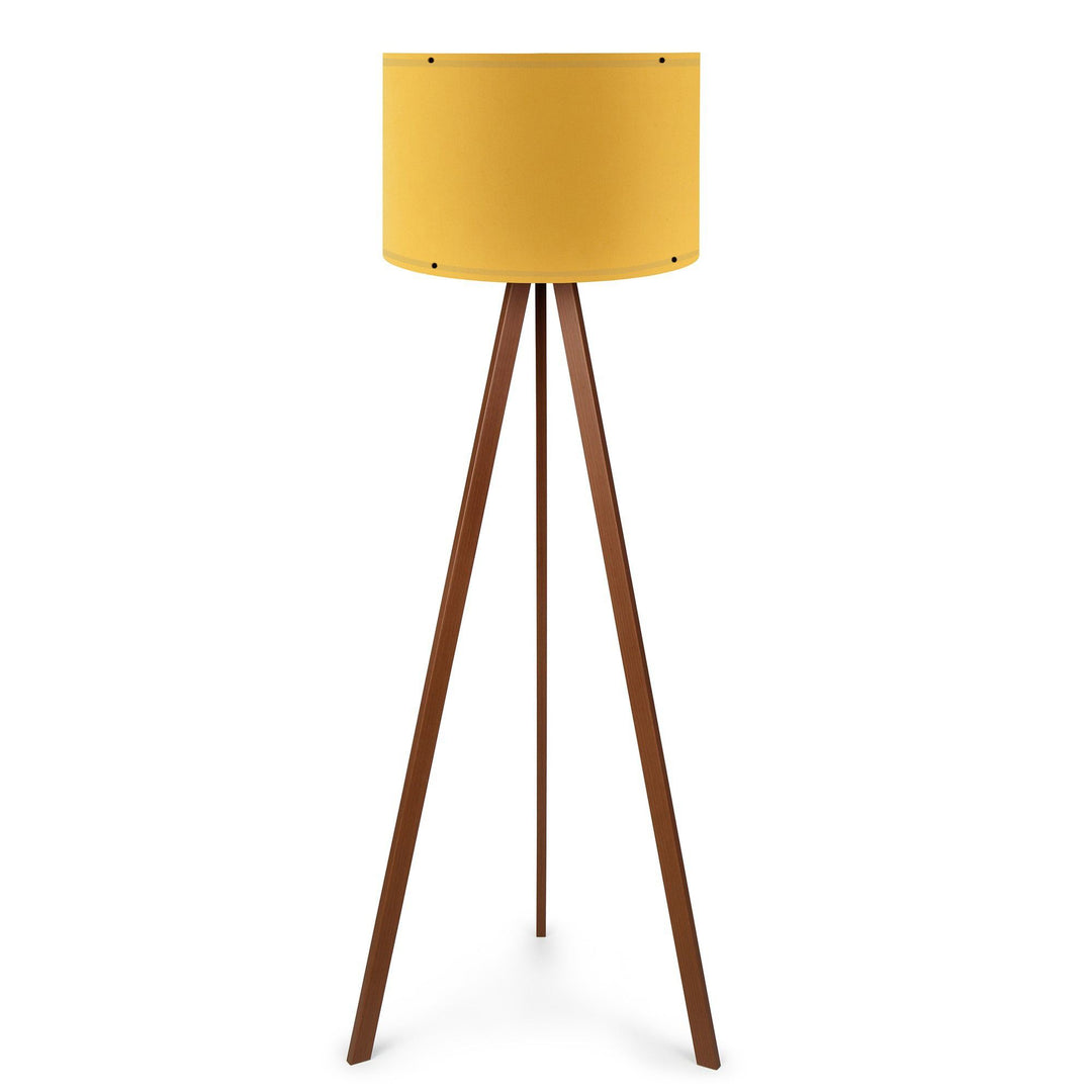 LUMI AYD gulvlampe gul PVC stof og brun MDF