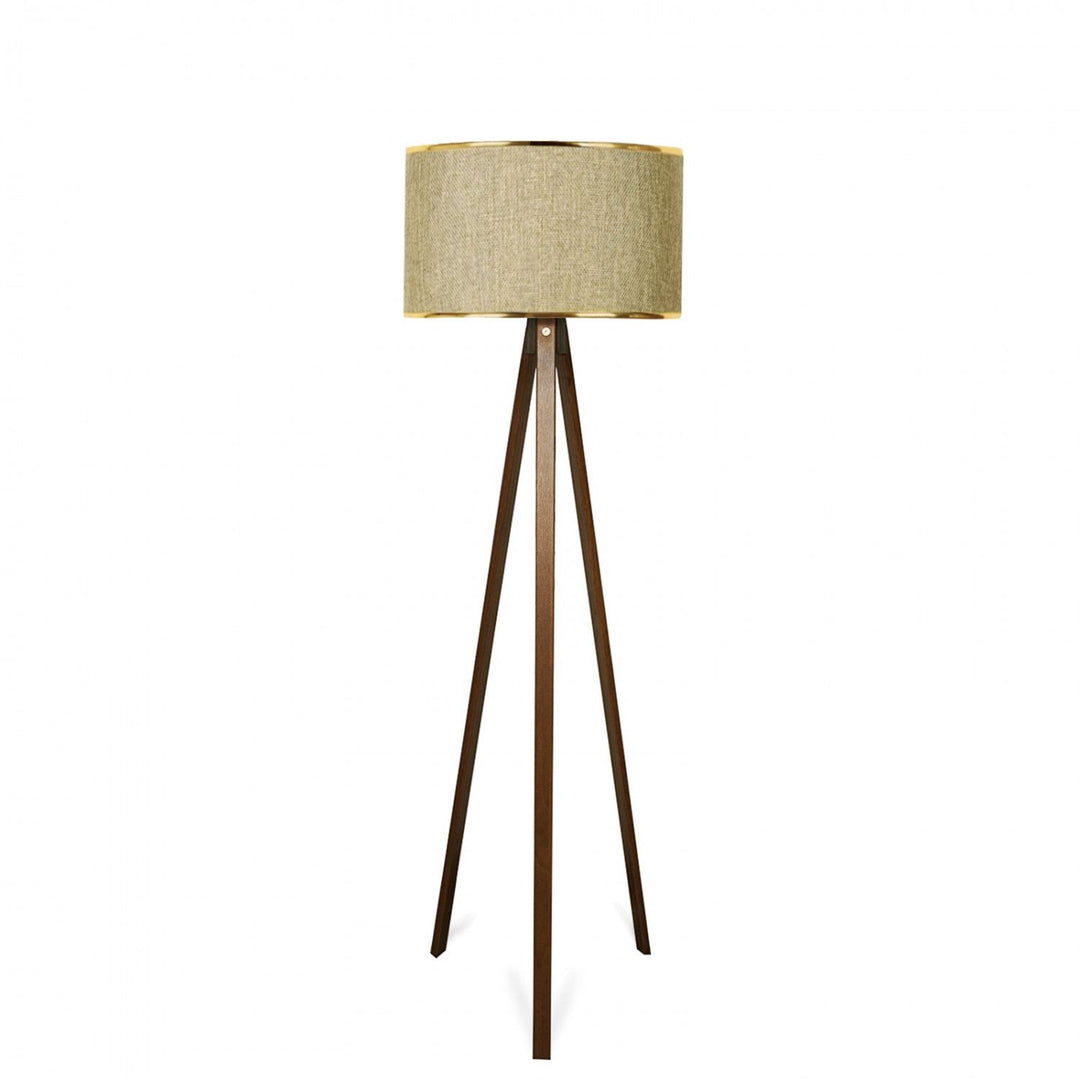 LUMI Heliona gulvlampe beige/guld stof og træ