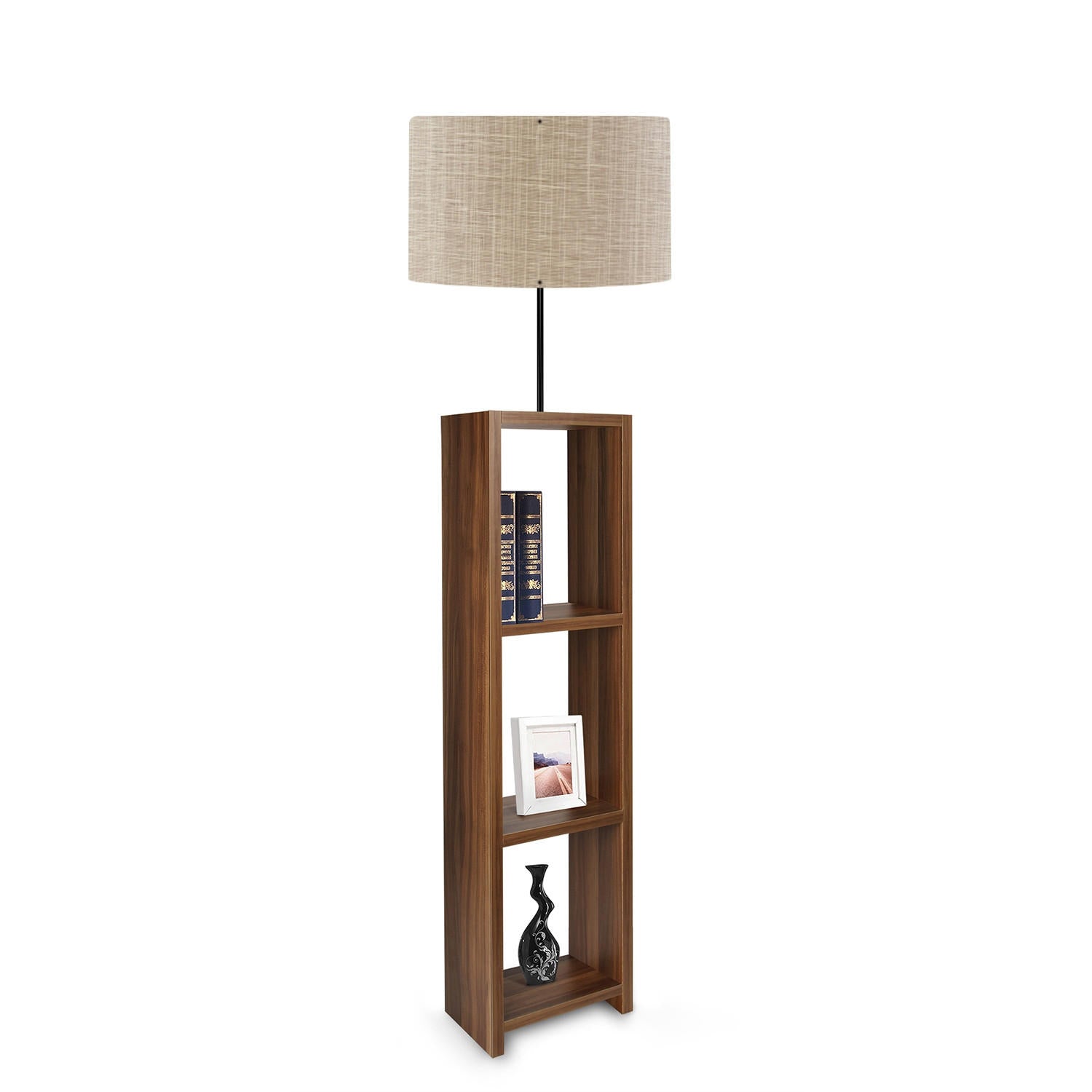 Produktbillede af LUMI Nevers gulvlampe m. 3 hylder beige PVC og MDF i premium kvalitet