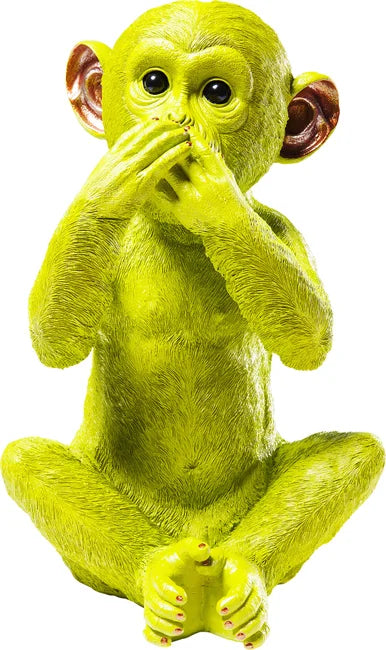 KARE DESIGN Monkey Iwazaru sparebøsse lime grøn polyresin H:35