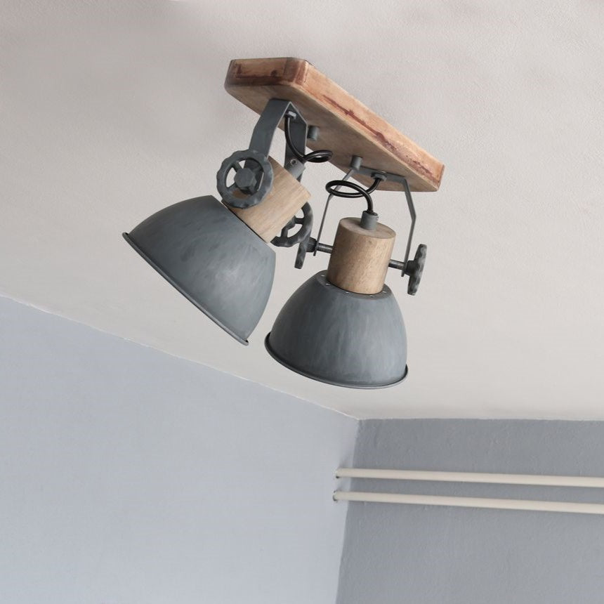 Produktbillede af Bates spotlampe med to skærme i fem forskellige finish Metal grå på tilbud i høj kvalitet