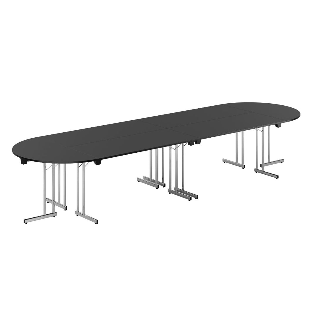 Produktbillede af Konferencebord 400x120cm Sammenklappeligt bord Sort-krom på tilbud