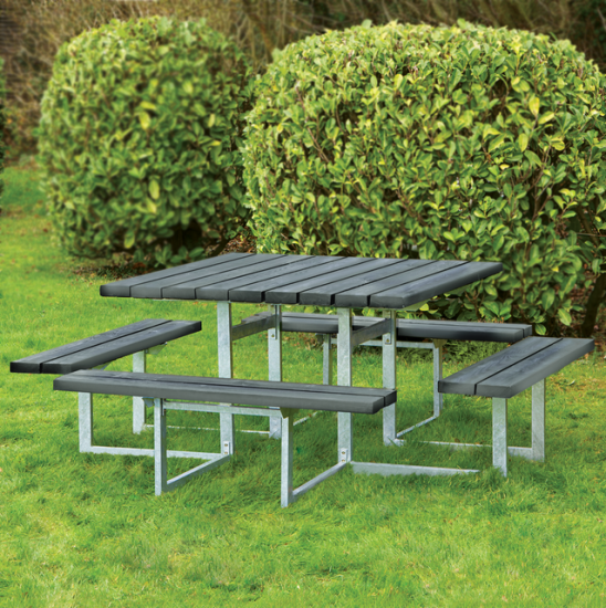 Produktbillede af Bord-/bænkesæt 8 personer nonwood og galvaniseret stel på tilbud i høj kvalitet