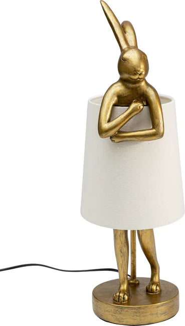 KARE DESIGN Animal Rabbit bordlampe hvid linnedhør og guld polyresin/stål H:50cm