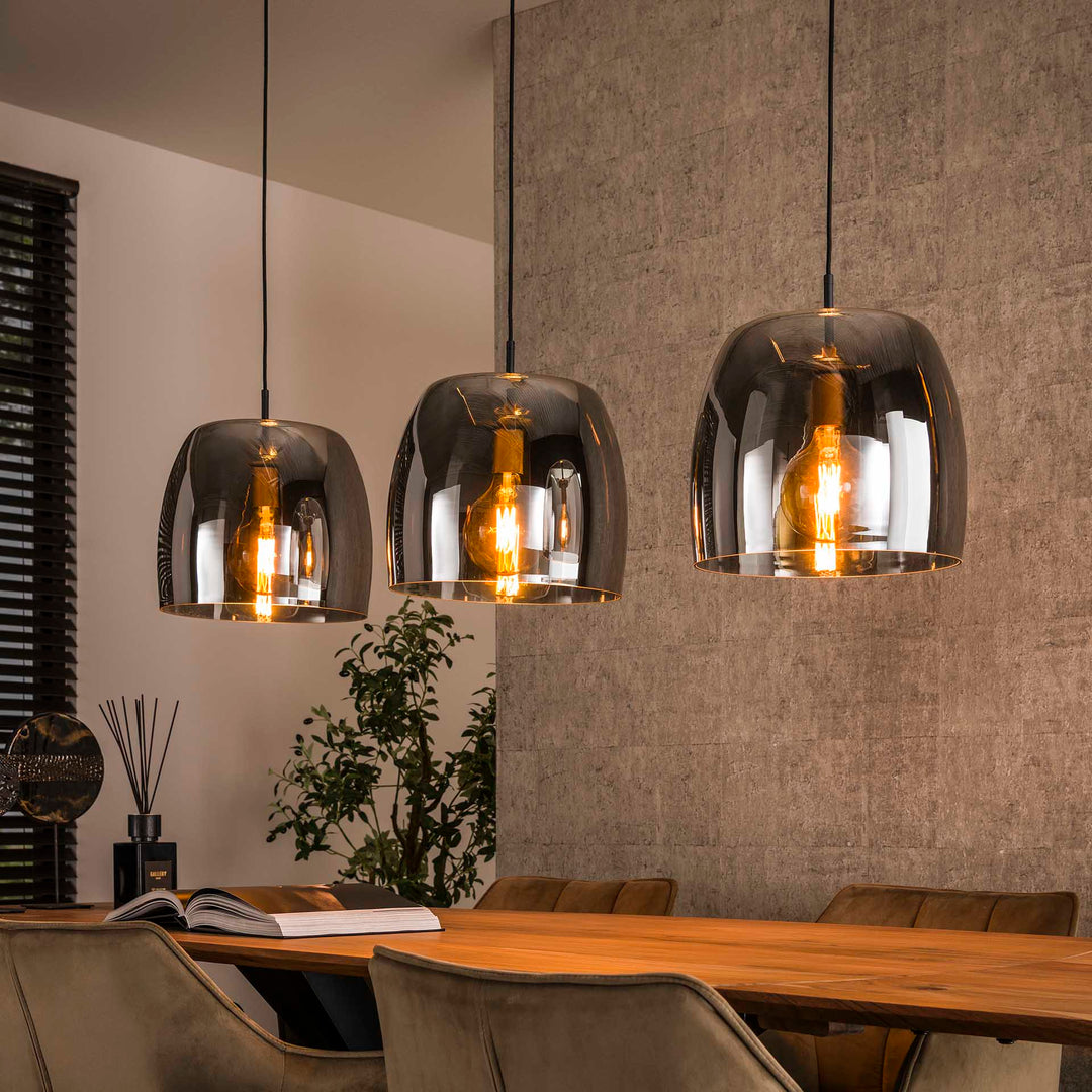 Produktbillede af Solaro- Loftlampe med tre røgfarvede skærme Levering uden pære på tilbud i høj kvalitet