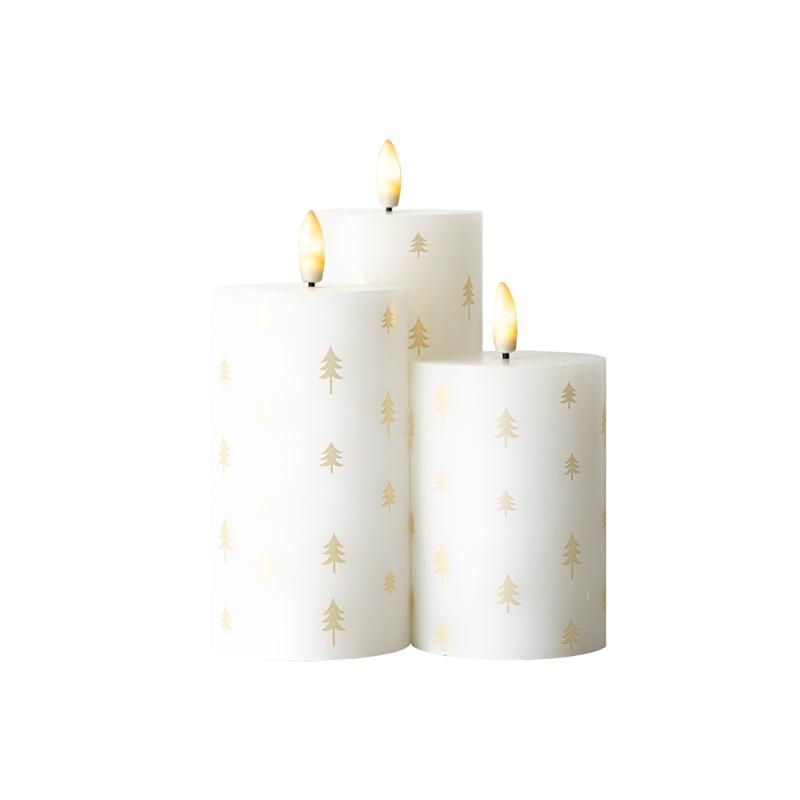 Produktbillede af Sirius Sille Genopladelig LED lys 3 stk sæt Ø7,5x10/12,5/15 cm Hvid/Guld i premium kvalitet
