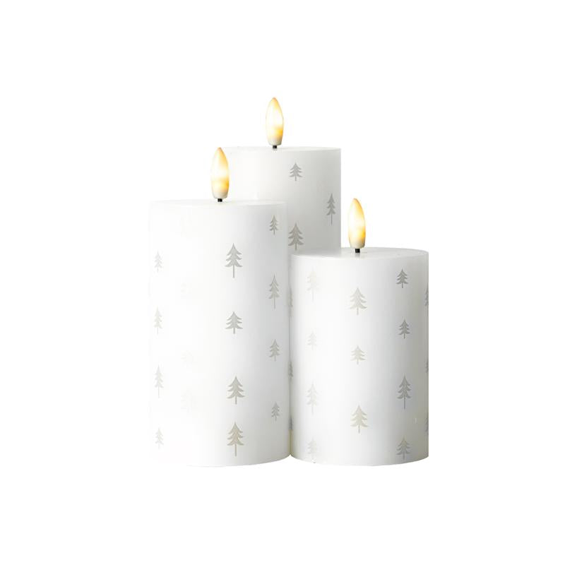 Produktbillede af Sirius Sille Genopladelig LED julelys 3 stk sæt Ø7,5x10/12,5/15 cm Hvid/Sølv i premium kvalitet