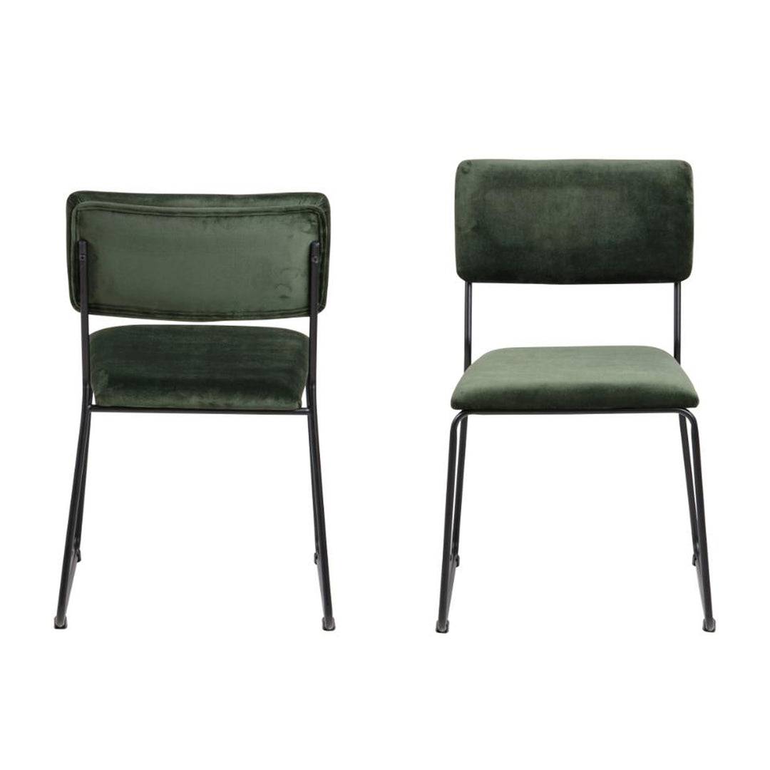 ACT NORDIC Cornelia spisebordsstol grøn polyester og sort metal
