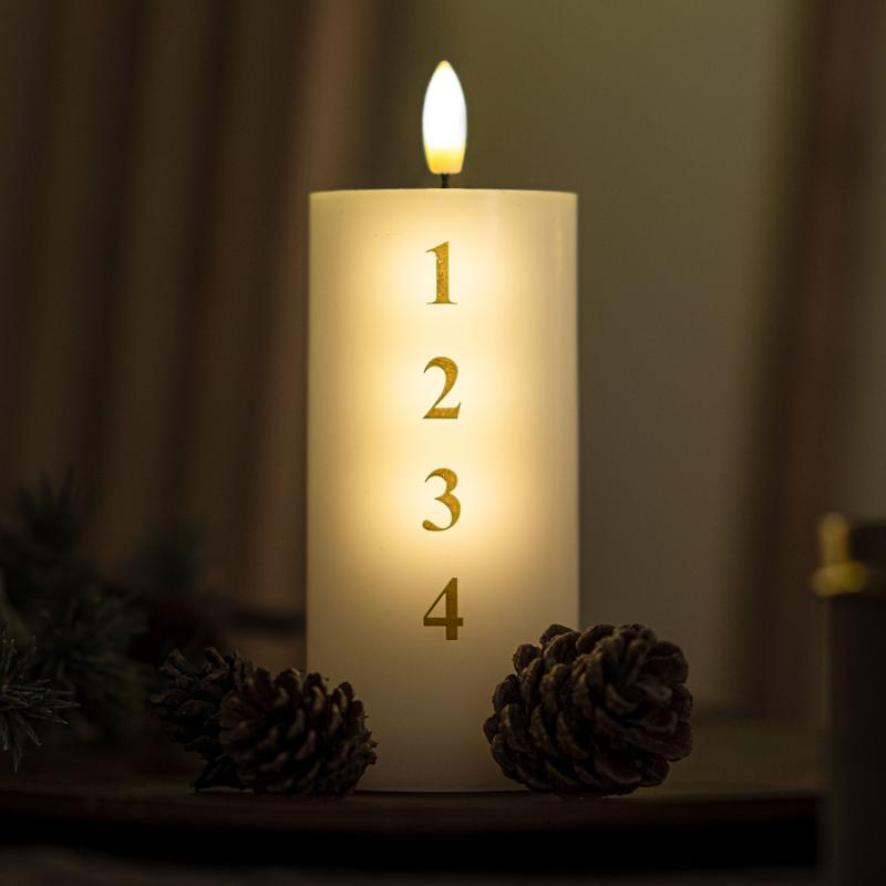 Produktbillede af Sirius Sille Adventslys Ø7xH15 cm Hvid/Guld i premium kvalitet