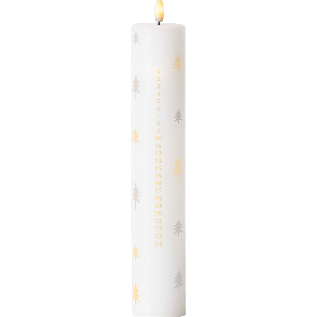 Produktbillede af Sirius Sille Kalenderlys Ø5xH29 cm Hvid/Guld/Sølv træer i premium kvalitet