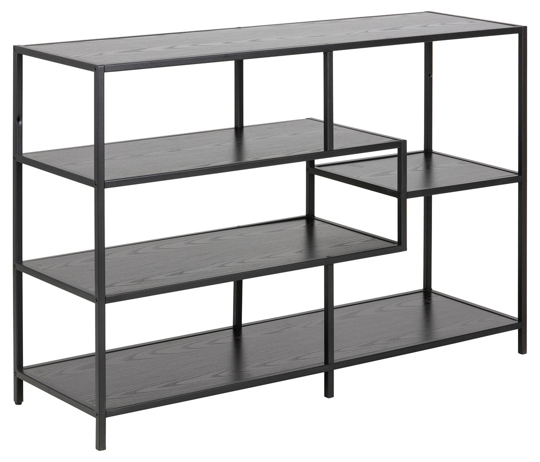 Produktbillede af ACT NORDIC Seaford bogreol sort melamin ask/metal m. 4 hylder i premium kvalitet