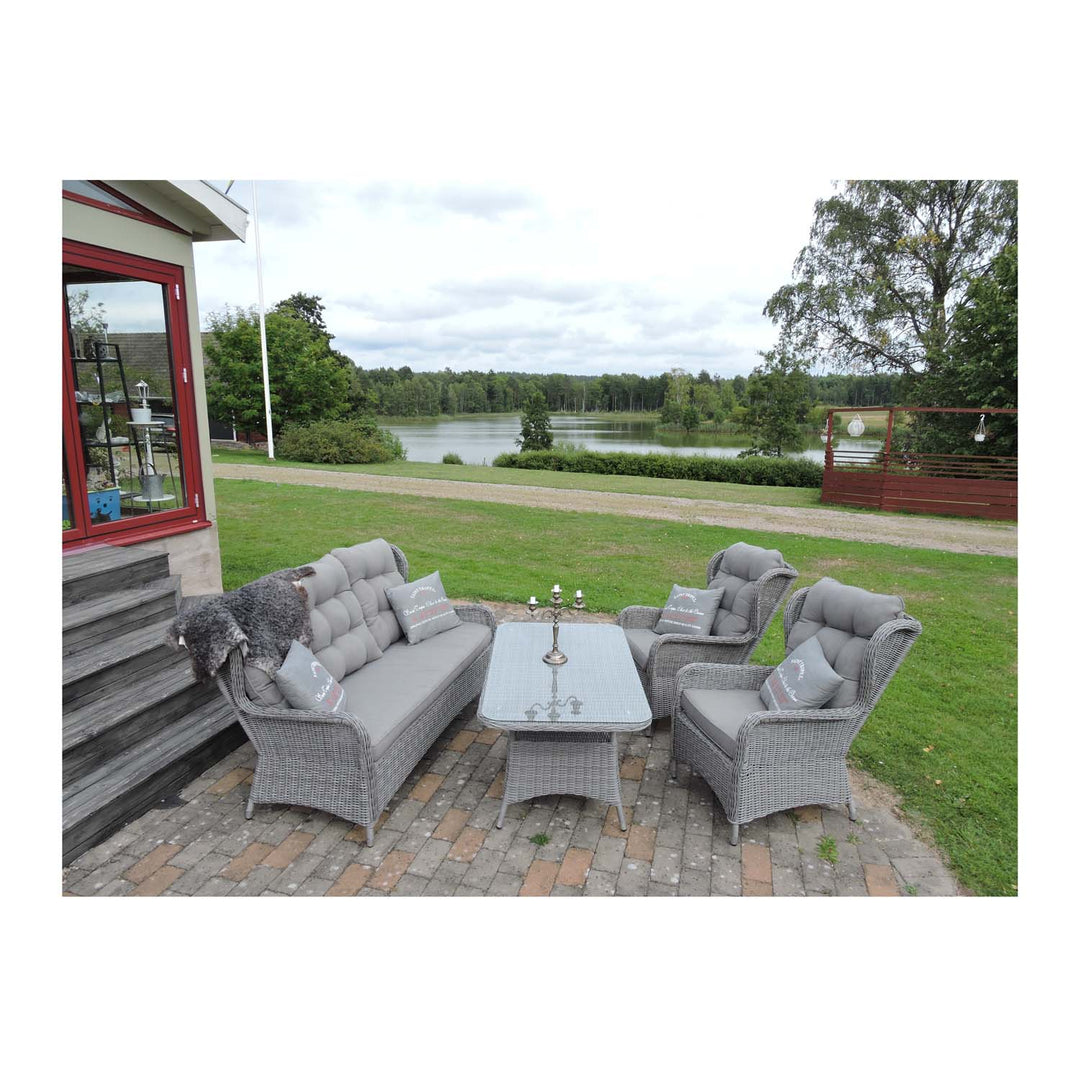 VENTURE DESIGN Washington sofa havesæt 3+2+1 m. grå hynder grå rattan