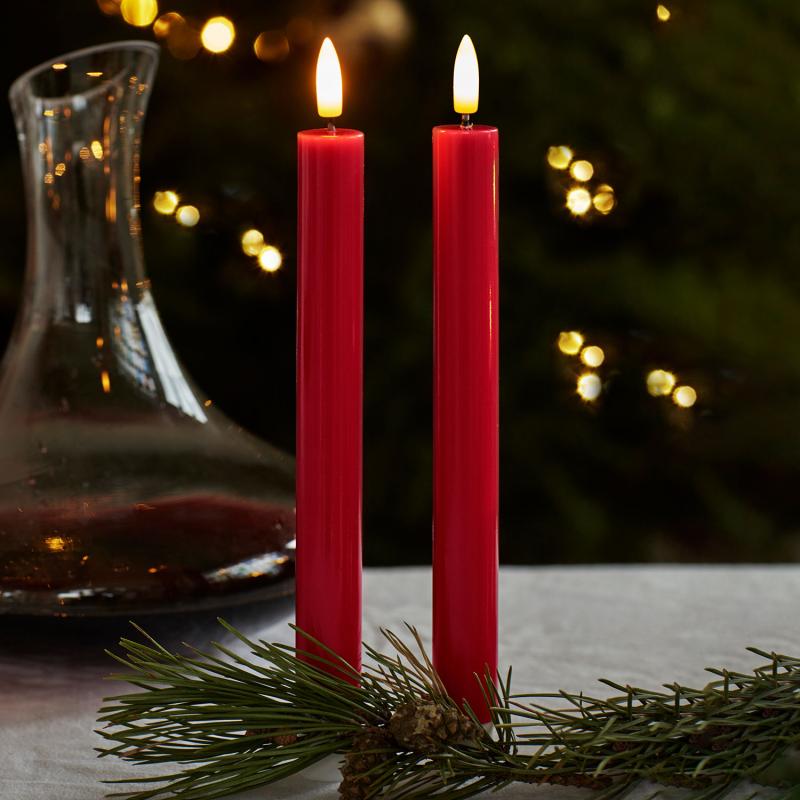 Produktbillede af Sirius Sille Lak Kronelys 2 pak Ø2 x H20 cm Rød i premium kvalitet