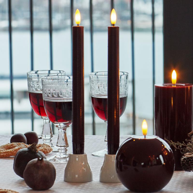 Produktbillede af Sirius Sille Lak Kronelys 2 pak Ø2 x H20 cm Bordeaux i premium kvalitet