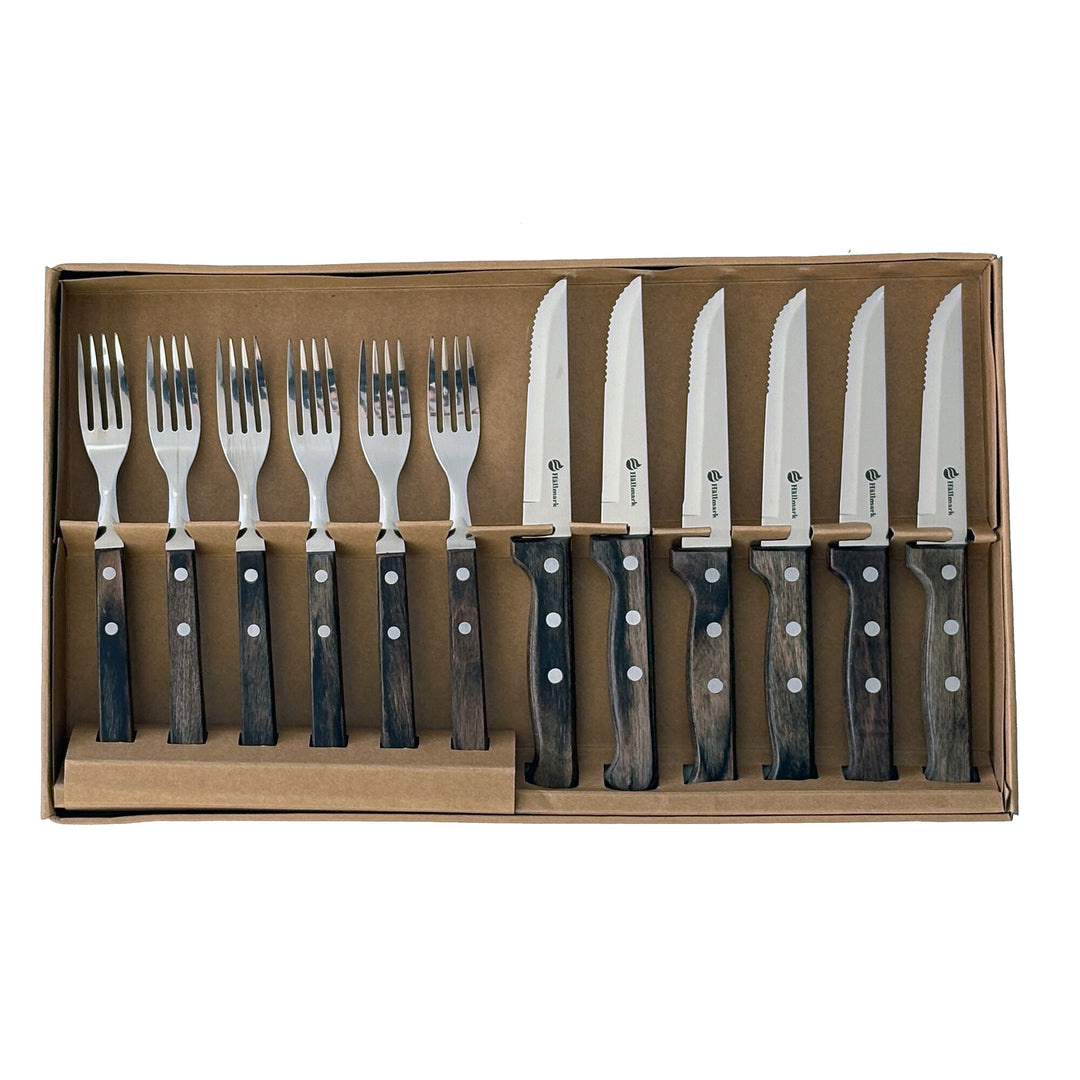 Hällmark grillbestik i rustfrit stål med håndtag i polywood, 12 dele