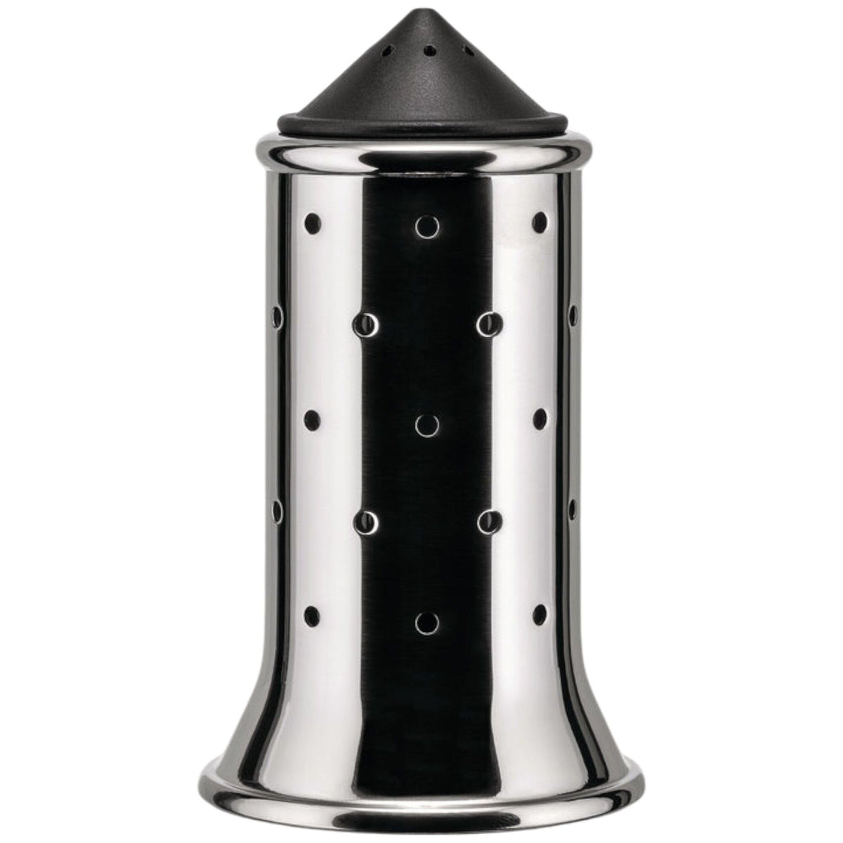 Alessi saltkværn i poleret stål med sort finish, designet af Michael Graves