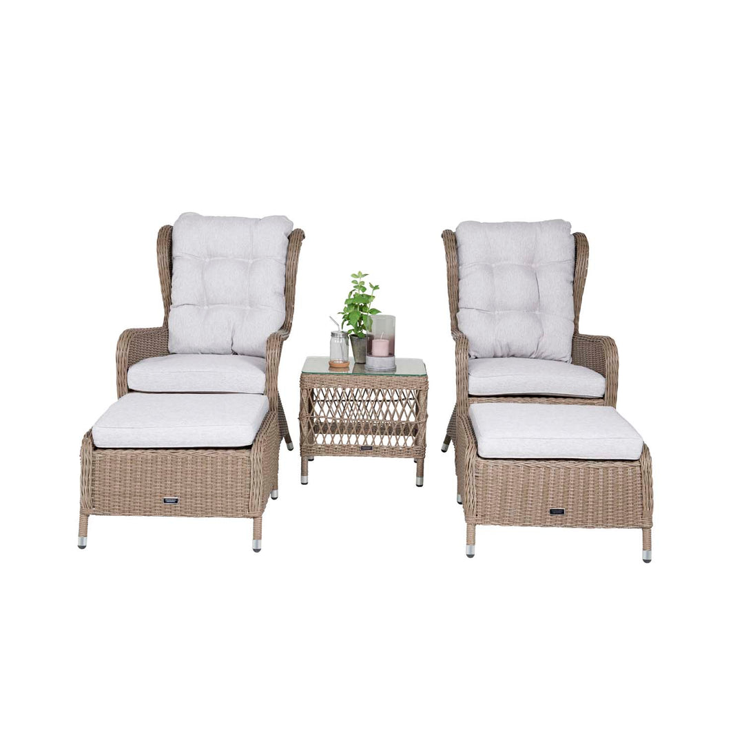 Produktbillede af VENTURE DESIGN Washington lounge havesæt m. natur hynder og glasbord natur rattan i premium kvalitet