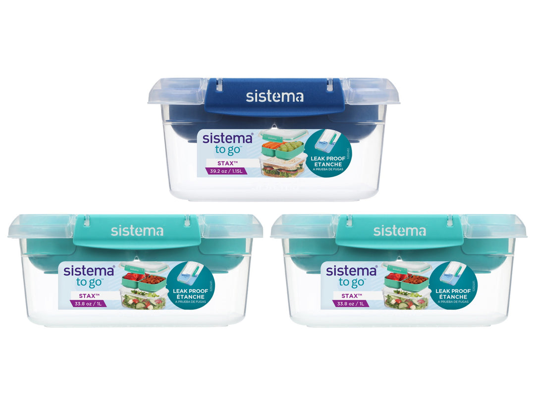 Produktbillede af Sistema 3 Pack Stax To Go 3 x 1L Madkasser i premium kvalitet