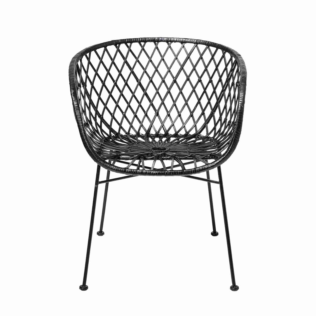 BLOOMINGVILLE loungestol sort rattan/metal m. armlæn