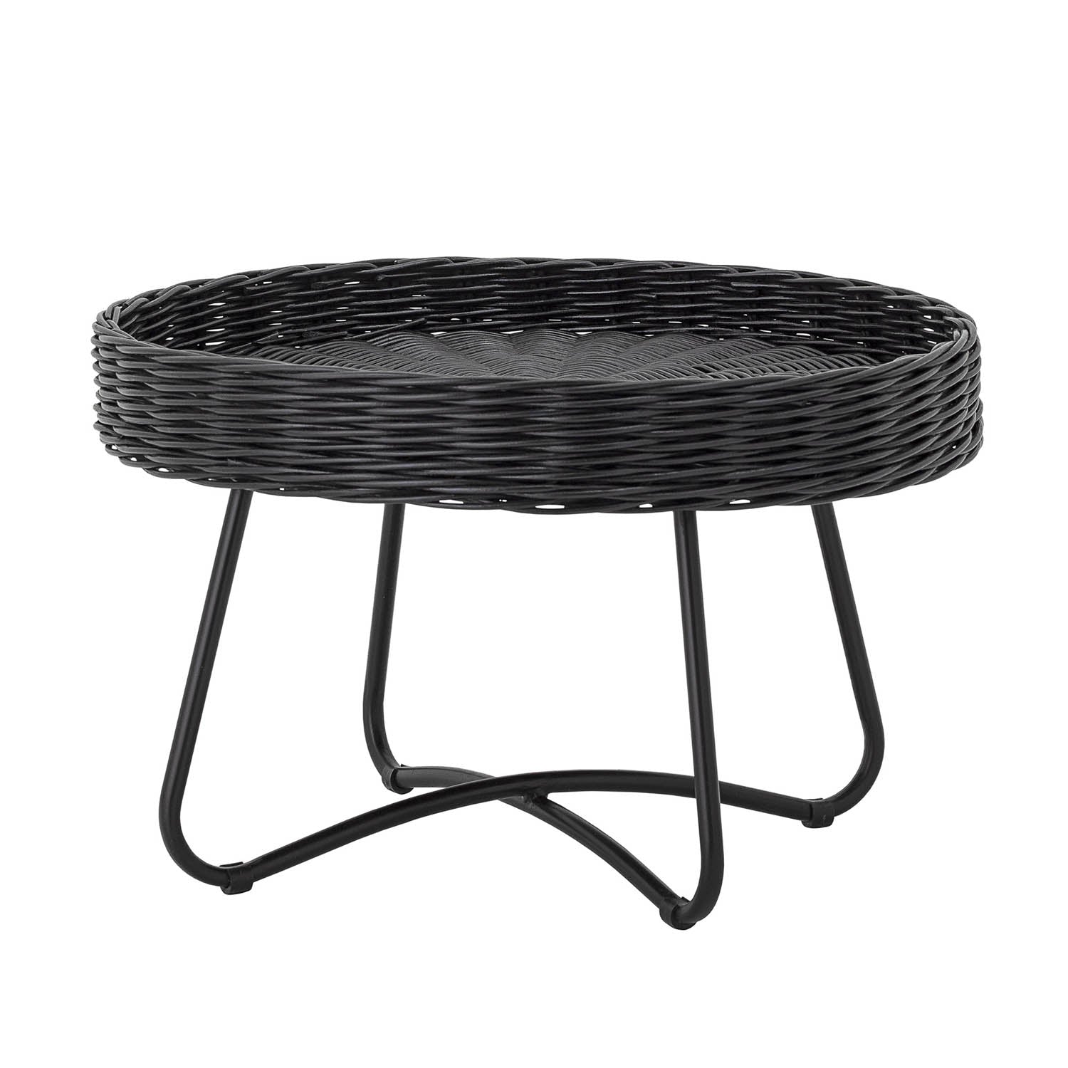 Produktbillede af BLOOMINGVILLE rund Hattie sofabord sort rattan og metal Ø60 i premium kvalitet