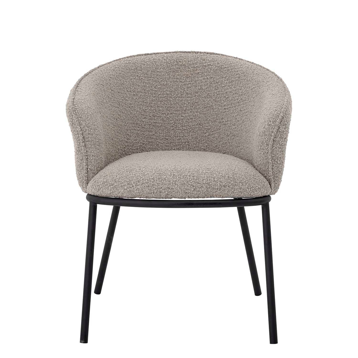 Produktbillede af BLOOMINGVILLE Cortone spisebordsstol m. armlæn grå polyester og sort metal i premium kvalitet