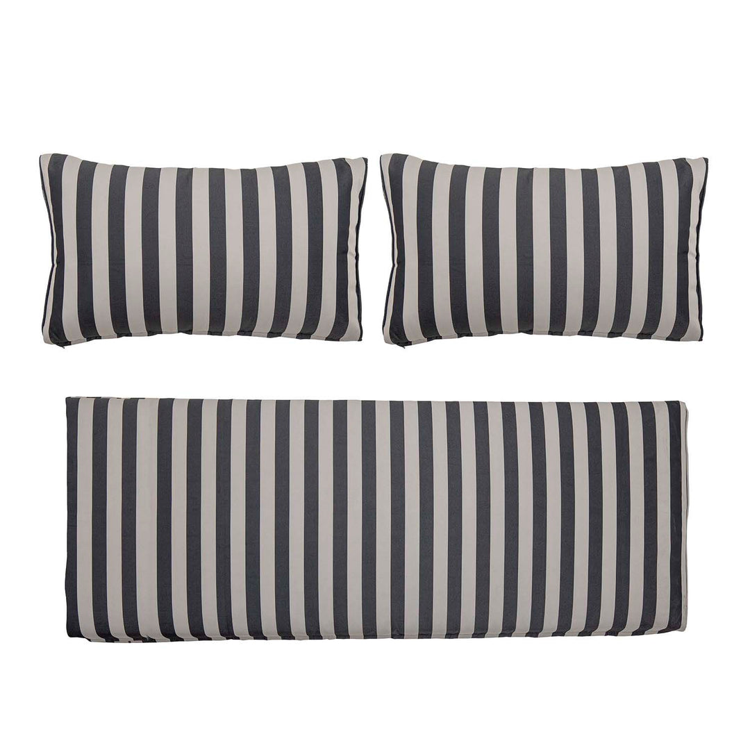 Produktbillede af BLOOMINGVILLE Mundo pudebetræk uden fyld til havesofa hvid og sort polyester sæt af 3 i premium kvalitet